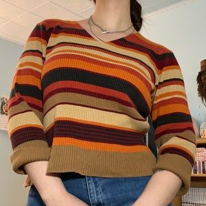 Striped orange and brown sweater